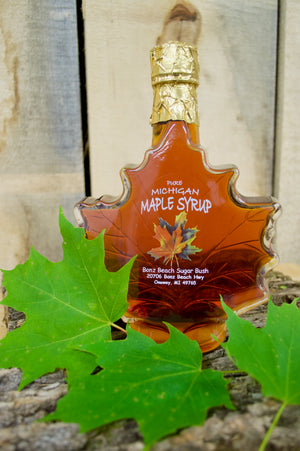 Pure Michigan Maple Syrup (500ml Maple Leaf Glass Bottle)