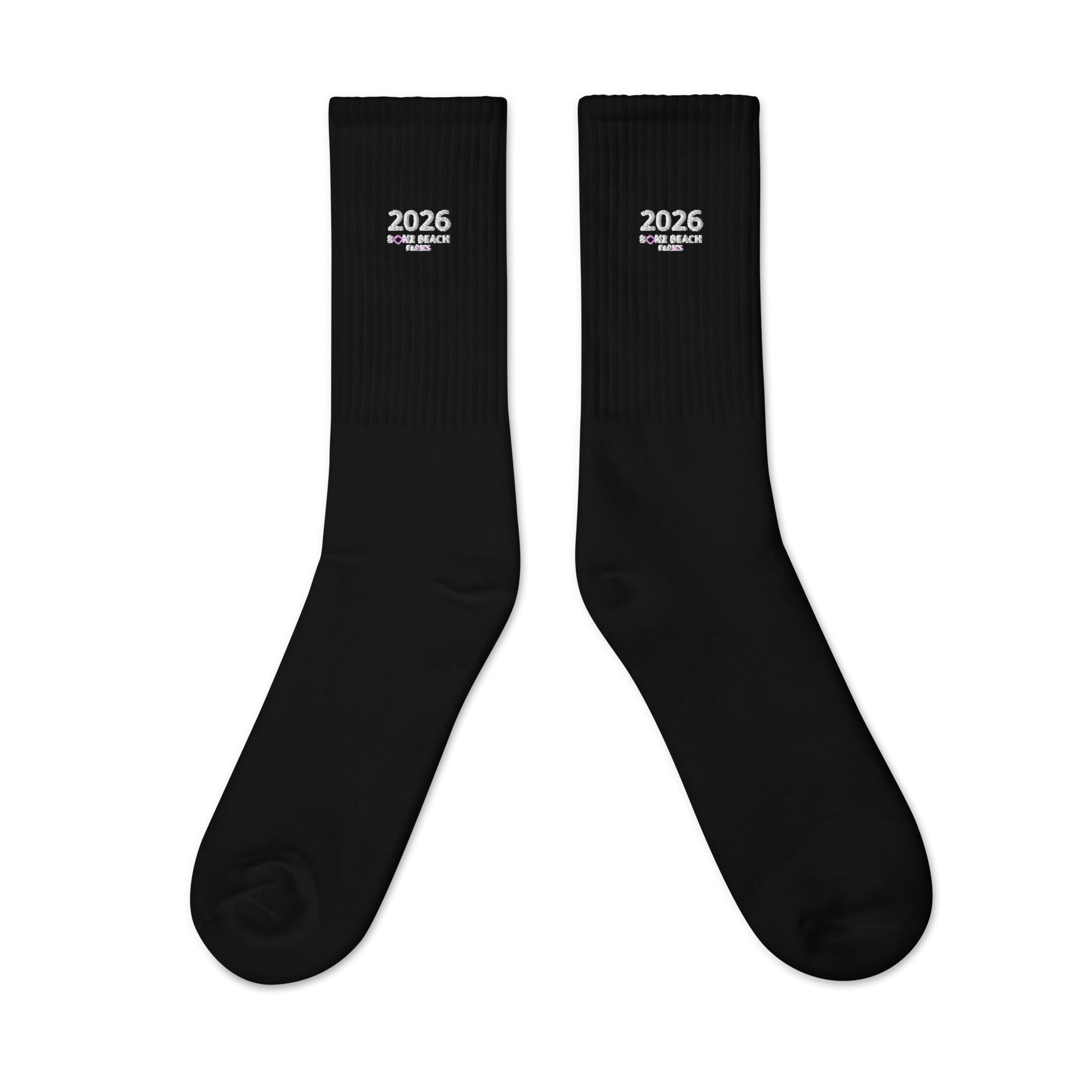2026 Premium Black Embroidered Crew Socks | Bonz Beach Farms