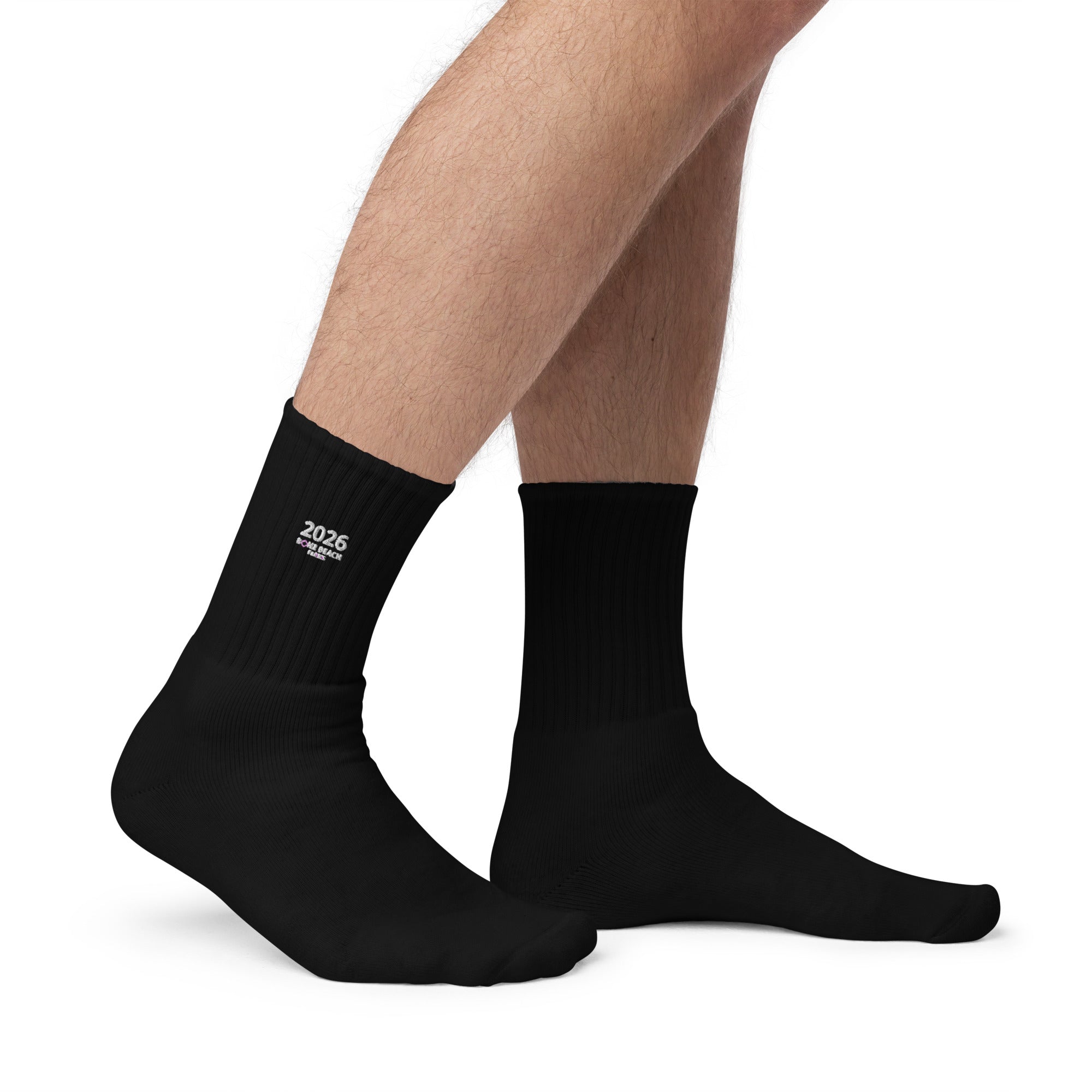 2026 Premium Black Embroidered Crew Socks | Bonz Beach Farms