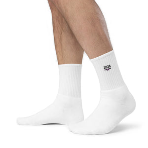 2026 Premium White Embroidered Crew Socks | Bonz Beach Farms