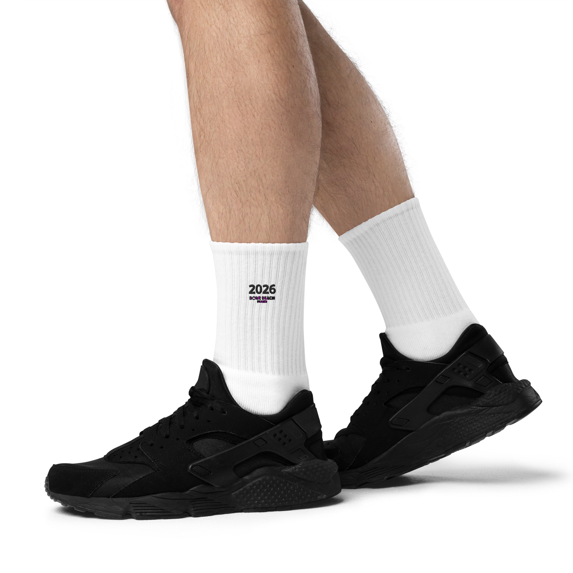 2026 Premium White Embroidered Crew Socks | Bonz Beach Farms